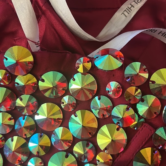 Sherri Hill Hot Pink Strapless Corset Embellished Tulle Formal Dress (Sz 8) - Picture 12 of 16